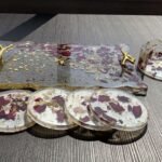 Risen tray, coaster base and 4 coasters and cup holders, available in two sizes